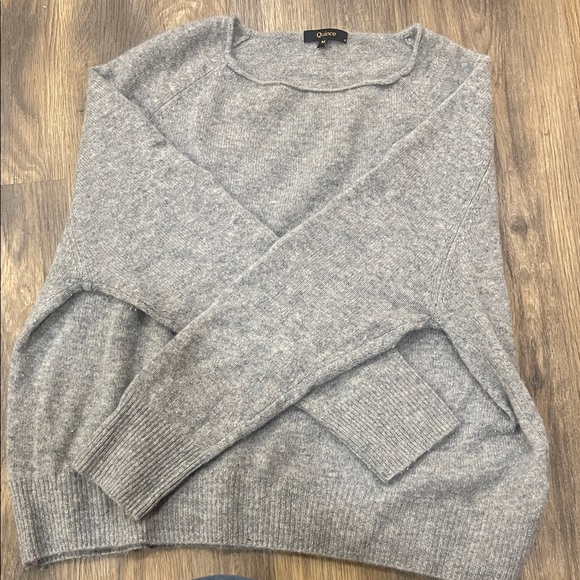 Quince Women's Heather Gray Crew Neck Sweater - Picture 8 of 8